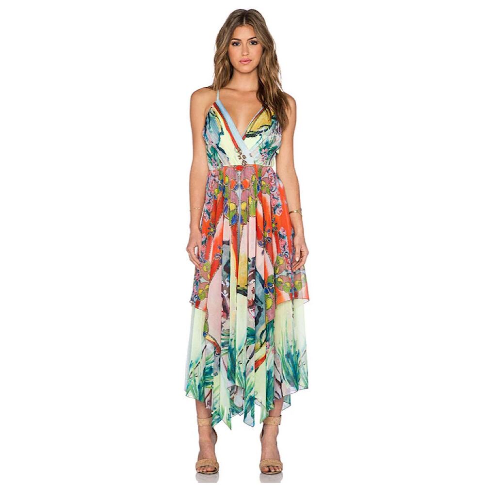 NWOT Alice + Olivia Orly Handkerchief Maxi Dress 6
